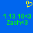 Yellow pixelated heart symbol above green text reading '1.13.10<3 Zach<3' on solid blue background.