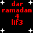 Red pixelated text 'dar ramadan 4 lif3' repeated in four quadrants on black background with white star shapes, some stars have small white dots near them.