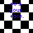 Black-and-white checkered background with blue text reading "so's your face." in four distinct sections.
