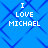 Blue background with dark blue geometric lines and white text reading "I LOVE MICHAEL" in four identical quadrants.