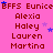 A static image with a bright pink background displays repeated text and star symbols in red, blue, and purple.