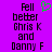 Purple background with pixelated text reading 'Fell better Chris K and Danny F' and a green heart symbol above the first line.