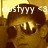 Pixelated image of a character with brown hair and a yellow background, featuring overlaid text reading "dustyy <3".