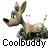 Animated contact sheet of a cartoon deer mascot in 12 frames showing sequential movement across grassy terrain with text "Coolbuddy" beneath each frame.