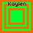 Four square display layered orange and green squares with 'Kaylen' text above each, showing varying square layer counts and positions