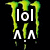 Green claw marks drip down over white text and symbols on a black background, with one frame showing a different text and symbol arrangement.