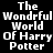 Pixelated text displays "The Wonderful World Of Harry Potter" in two identical vertical on a black background with white lettering