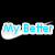 Animated text in light blue with white outlines on black background, displaying sequential phrases.