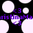 Pixelated purple text 'nistaMainistaMa' with '<3' symbols on black background with white circular shapes.