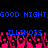 Blue pixelated text reads 'GOOD NIGHT' and 'ILLINOIS' over a black background with pink pixelated shapes resembling flames or abstract forms.
