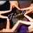 A star-shaped icon with a glowing outline, featuring dark brown and purple sections containing partial text.