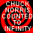 Four identical pixelated display red and black spiral patterns with white text reading "CHUCK NORRIS COUNTED TO INFINITY" in a bold, blocky font