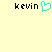 Pixelated text 'kevin' appears on both sides of a cyan heart-shaped icon against a pale yellow background.