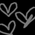 Static 50x50 pixel icon featuring three gray heart outlines on a black background with visible dithering and anti-aliasing effects.