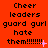 Red background with black text reading "Cheer leaders guard gurl hate them!!!!!!!" repeated across three , each containing six of identical text