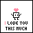 A 5x5 contact sheet of animated AIM buddy icons showing a stick figure with changing heart colors and text variations across frames.