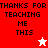 Pixelated text "THANKS FOR TEACHING ME THIS" appears in four quadrants with a white star on red and a red star on white, all against solid backgrounds.