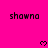 A bright pink background displays repeated 'shawn' text and pixelated heart symbols in a pattern with partial gray overlay