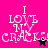 Four display 'I LOVE MY CRACKS' text with a heart symbol, each on different background colors and with a small star icon changing position and color