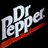 Pixelated Dr Pepper logo icon with white text and red underline on black background, static single-frame image.