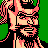 Pixelated 48x48 static icon of a bearded character with pinkish skin tones, black hair and beard, wearing a dark outfit against a solid green background.
