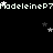 Pixelated text repeats horizontally across a black background with scattered white and gray stars, showing slight positional shifts between frames.