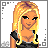 Pixel art contact sheet showing four frames of a blonde female character in various poses with text reading 'dumb blonde' on the bottom right.