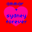 Four identical pixelated heart-shaped icons with blue text on a red background, each displaying 'ammar + sydney forever' in a retro digital style.