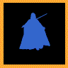 Star Wars-themed pixel art icons with silhouettes of characters and droids, text reading 'Force Whispers' in pink, on black backgrounds with orange borders.