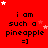 Red background with repeated text "i am such a pineapple =]" and scattered white/pink stars, showing animation changes in star positions across frames.