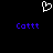 White pixelated heart symbol above two instances of blue text reading 'Cottt' on a black background.