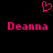 Pixelated pink heart symbol above two identical 'Deanna' text blocks on black background.