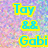 Pixelated image with text elements in cyan, red, and yellow on a multicolored background featuring '<33' symbol.