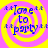A four- of identical pixelated icons featuring 'love to party' text over yellow and pink spiral backgrounds with blue lettering