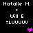 Pixel art displays two identical text blocks with a heart symbol changing color between frames on a black background.