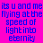 Blue text on a pink background reads 'its u and me flying at the speed of light into eternity' with red horizontal bars appearing and disappearing across the text.