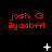 Red text 'josh <3 ilyaabffl' on black background with white pixelated symbols changing across frames.