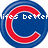 Four circular blue icons with red 'C' symbols, each containing white pixelated text: 'lives better', 'as a cubs fan', 'face it', and a grayed-out area.