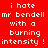 Four display identical pixelated text on red and purple backgrounds with varying color schemes