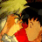 A 2x2 contact sheet of a pixelated animated icon showing two characters kissing on the top-left, with red background panels containing text "Never forget" and "what we shared".