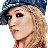 A 48x48 pixel animated contact sheet showing three sampled frames of a celebrity icon with blonde hair, blue cap, and varied facial expressions against white backgrounds.