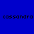 Blue background with four identical pixelated text instances of 'cassandra' arranged in two
