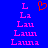 Blue background with pink text spelling 'L', 'La', 'Lau', 'Laur', 'Laura' in two vertical , each topped with a red pixelated heart symbol