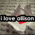 Animated icon shows a beach scene with text 'i love allison' over a mountain backdrop, transitioning to a heart-shaped hand gesture over a sunset sky.