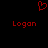 Red pixelated heart symbol above two instances of the name 'Logan' in red pixelated text on a black background.