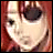 six shows a red-haired anime-style character with large dark eyes, each displaying a different text overlay