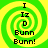 Green and yellow spiral background with black text reading "I Iz D Bunn Bunn!" arranged vertically in four