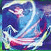 Four animated display swirling light trails in blue, red, cyan, and green against dark backgrounds with subtle color gradients