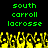 Green pixelated text reading "south carroll lacrosse" appears twice on a black background above yellow and brown pixelated shapes resembling grass or flames.