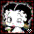 Pixelated cartoon character icon with white face, black hair, and colorful background elements.